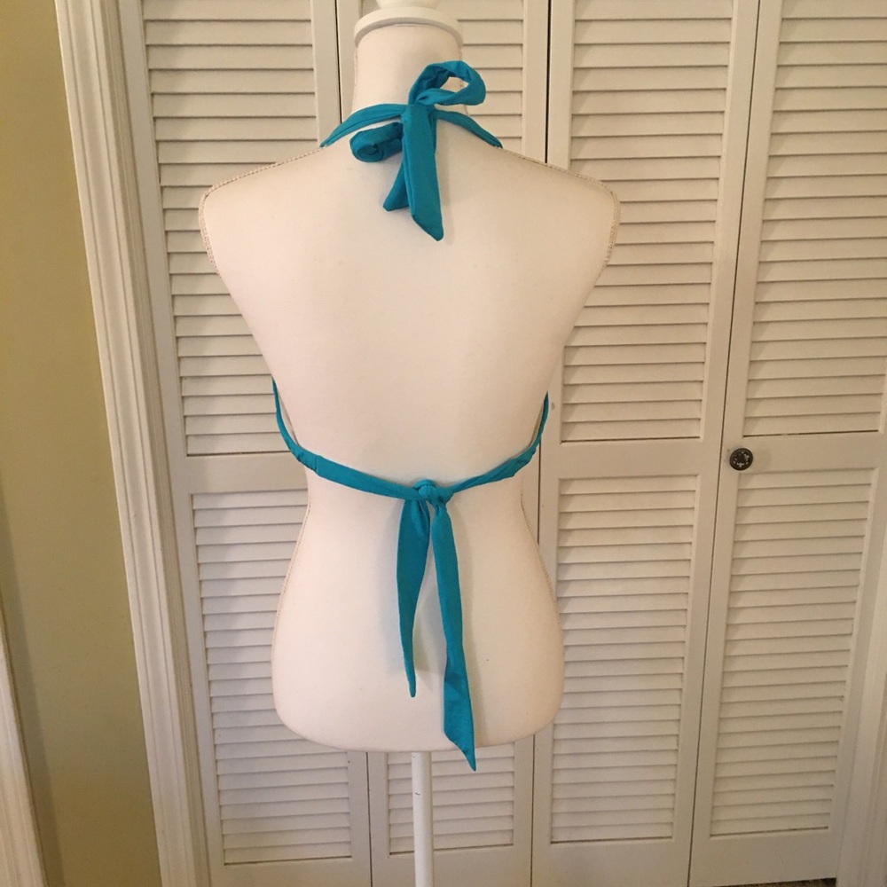 Trina Turk Turquoise Blue Halter Bikini Top Size 12 - Picture 3 of 6